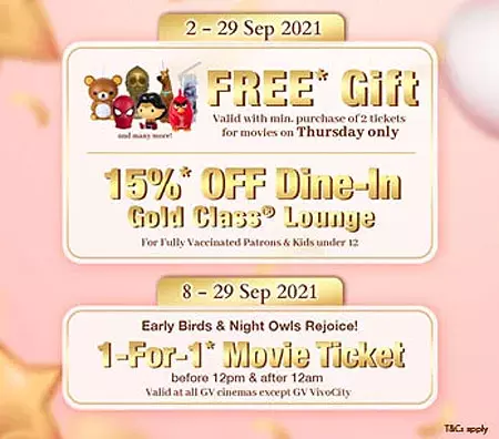 Golden Village 1-For-1 Movie Tickets Promotion