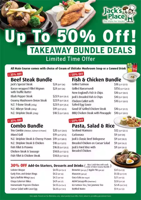 Jack's Place up to 50% Off Takeaway Bundle Deals Promotion