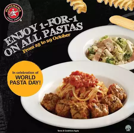 PastaMania 1-For-1 Pastas Promotion