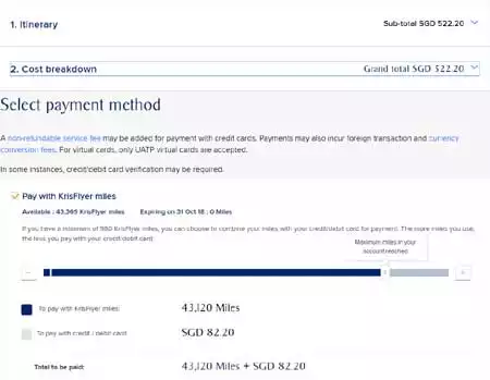 Pay with Krisflyer miles